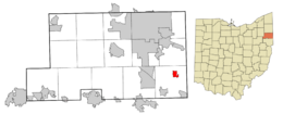 Location of New Middletown in Mahoning County, Ohio.