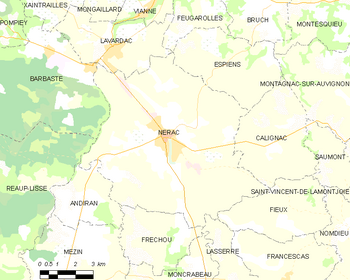 Map of the commune of Nérac