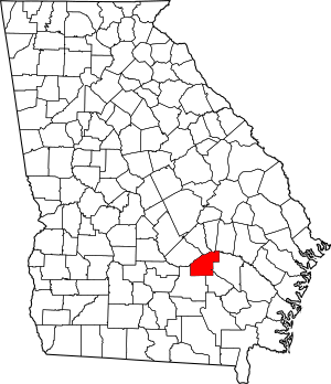 Map of Georgia highlighting Jeff Davis County