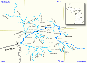 Maple River (Grand River Watershed) Map US MI.svg