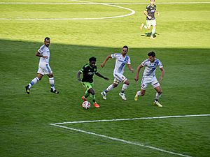 Obafemi Martins defended by LA Galaxy