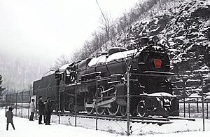 PRR K4 4-6-2 1361 on display at Horseshoe Curve, PA on February 23, 1969 (25145573673).jpg