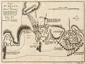 Plan of St. Lucia, in the West Indies- Shewing the positions of the English and French forces with the attacks made at its reduction in Decr. 1778. LOC 74696150