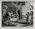 Recruitment and measurement of soldiers outside a village in Wellcome V0049297