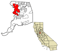 Location of Sacramento in Sacramento County, California