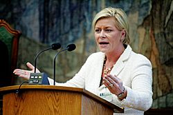 Siv Jensen, partiledare Fremskrittspartiet Norge, talar under Nordiska radets session i Kopehamn 2006