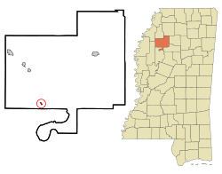 Location of Glendora, Mississippi