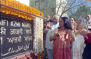 The Speaker, Lok Sabha, Shri Somnath Chatterjee at a function of renaming of the road as “Kaifi Azmi Sadak” in New Delhi on February 22, 2005