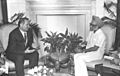 The Union Minister for Finance Dr. Manmohan Singh with the visiting President of Uzbekistan, Mr. Islam Karimov during their meeting in New Delhi on August 27, 1991