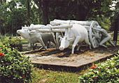 The struggle sculpture at Sonargaon Folklore Museum