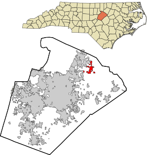 Location in Wake County and the state of North Carolina.