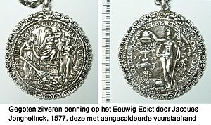 Zilveren penning op het Eeuwig Edict, 1577