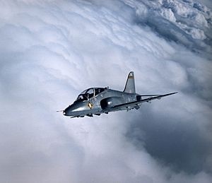 100 Sqn Hawk chasing the clouds over Yorkshire. UK. 10-05-1999 MOD 45132118