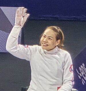 2024 Summer Paralympics women's wheelchair fencing, France v Thailand - épée (11) (cropped).jpg