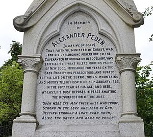Alexander Peden Memorial inscription, Cumnock, East Ayrshire, Scotland