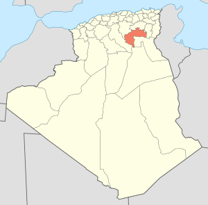 Map of Algeria highlighting Biskra