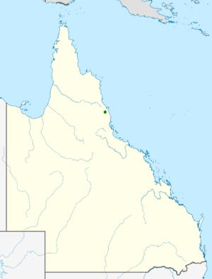 Map of Queensland showing highlighted range covering a small area in Far North Queensland