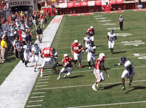 Ameer Abdullah running north to south during the first quarter of the FAU game