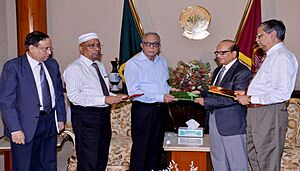 Anti-Corruption Commission Chairman Md Badiuzzaman presents Annual Report 2014 to President Md Abdul Hamid at Bangabhaban Dhaka 2015-06-11 (PID-0059210)