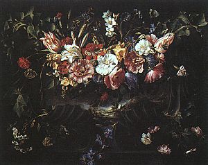 Arellano, Juan de ~ Garland of Flowers with Landscape, 1652, oil on canvas, Museo del Prado at Madrid