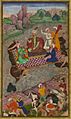 Babur, during his second Hindustan campaign, riding a raft from Kunar back to Atar
