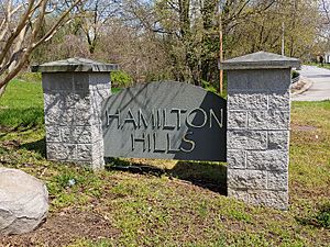 Sign for Baltimore's Hamilton Hills neighborhood that says "Hamilton Hills" (2021)