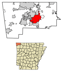 Location of Rogers in Benton County, Arkansas.