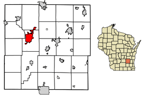 Location of Beaver Dam in Dodge County, Wisconsin.