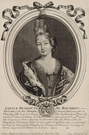 Engraving of Louise Bénédicte de Bourbon (Duchess of Maine), by Nicholas de Larmessin of Paris circa 1690