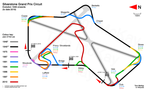 Evolution of Silverstone Grand Prix Circuit 1949 to present
