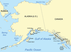 Map showing the Gulf of Alaska