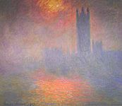 London, the Houses of Parliament, Sunlight Opening in Fog, by Claude Monet