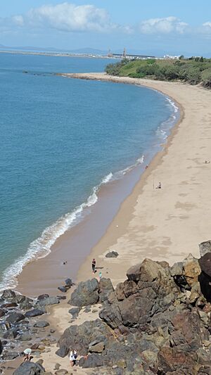 Looking south from Lamberts Beach Lookout along Lamberts Beach, Slade Point, 2016 02