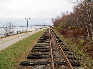 Maine Narrow Gauge tracks along the Eastern Promenade, November 2016