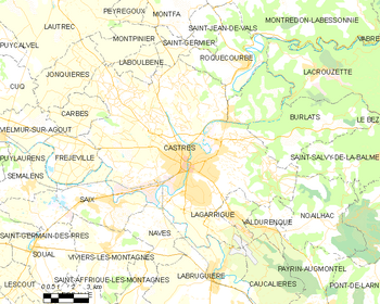 Map of the commune of Castres