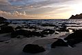 Nanjizal beach with Carn Boel headland on the right at sunset August 2013