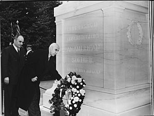 Prime Minister Mossadegh of Iran at Tomb of the Unknown Soldier of WWI