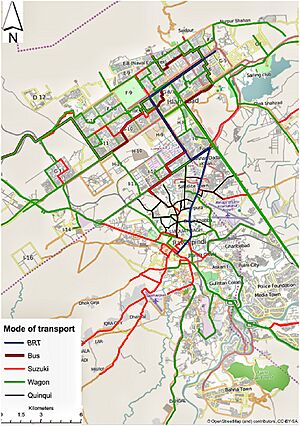 Public transport network in the Rawalpindi Islamabad Metropolitan Area