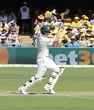 Steve Smith drives, 2017-18 Ashes (cropped)