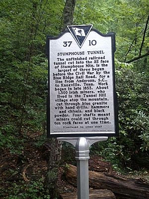 Stumphouse Tunnel sign, front side