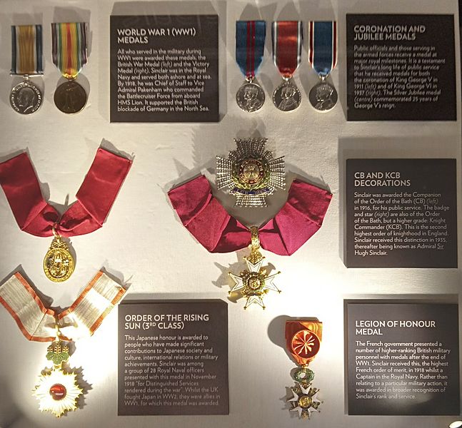 Image The medals of Sir Hugh Sinclair on display at Bletchley Park