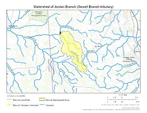 Watershed of Jordan Branch (Sewell Branch tributary)