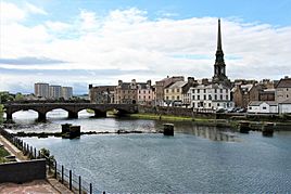 Ayr river bridges and Town Hall spire