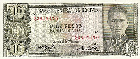 10 Pesos Bolivianos - German Busch - 1963 Front