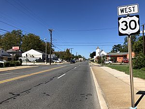 2018-09-16 12 19 57 View west along U.S. Route 30 (White Horse Pike) just west of New Jersey State Route 50 and Atlantic County Route 563 (Philadelphia Avenue) in Egg Harbor City, Atlantic County, New Jersey