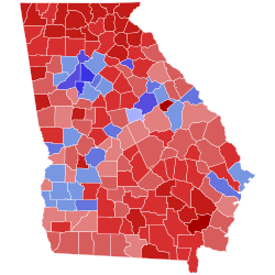 2018 Georgia gubernatorial election results map by county