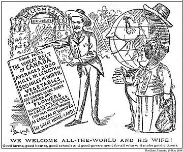 Ad to attract Immigrants to wheat belt in 1898