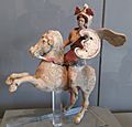 Ancient Greek figurine of an Amazon on horseback, taken at Eskenazi Museum of Art on 3 December 2019 (2)