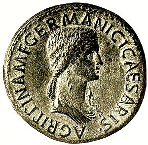 Bronze sestertius with the head of Agrippina the Elder, daughter of Agrippa and Julia, the daughter of Augustus