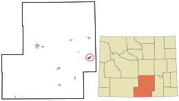 Location in Carbon County and the state of Wyoming.